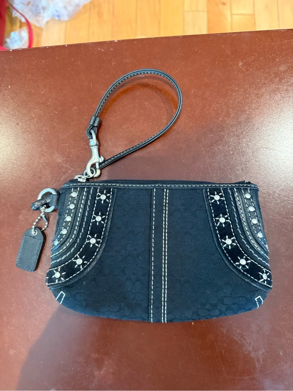 Coach Black Studded Wristlet Clutch